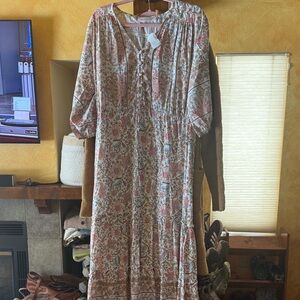 Bohemian Floral Tiered Maxi Dress - Pink/Cream